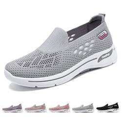 HNGKGJBL Gewebte, OrthopäDische, Atmungsaktive Damen-Sneaker Mit Weicher Sohle, Weiche, Bequeme Damen-Slip-On-Sneaker, FreihäNdige Slip-In-Sneaker Mit FußGewöLbeunterstüTzung(#2 Gray,40 EU) von HNGKGJBL