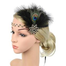 Flapper-Accessoires für Damen, GatsbyParty-Kostüm, Federn, Stirnband mit Strasssteinen, Cocktail-Party, Abschlussball, elegante Kopfbedeckung, festliches Haar-Accessoire, auffälliges Haar-Accessoire, von HNsdsvcd