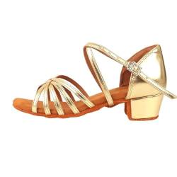 Latein-Tanzschuhe for Damen, Satin, for Ballsaal, Salsa, Tanz, Übungsauftritt(Gold,41 EU) von HOBTEC