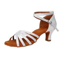 Mädchen Latein Ballsaal Schuhe Salsa Tango Performance Übung Tanzschuhe(White,39 EU) von HOBTEC