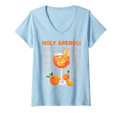 Damen HOLY APEROLI X Feeling Spritzy Aperoly Typography. FRONTAL T-Shirt mit V-Ausschnitt von HOLY APEROLI X DELUXE SPRITZ FASHION #1