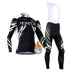 HOMTOL Herren Radsportanzüge mit Thermofleecefutter Langarm Winter Radtrikot Set Radfahren Kleidung Langärmeliges Fahrradtrikot Fahrradhose mit Sitzpolster + Gel Pad von HOMTOL