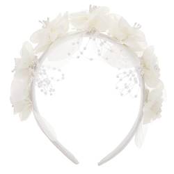 HONMEET 1Stk Stirnband wedding hair accessories hochzeits haarschmuck hair clips Haargummis für Mädchen Kopfwickel für Frauen braut kopfschmuck Kopftuch aus Stoff Weiß von HONMEET