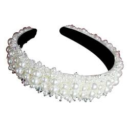 HONMEET 1stk Stirnband Textiles Haaraccessoire Haargummis Mit Perlen Hochzeitshaar Hochzeitskopfschmuck Für Die Braut Haarschmuck Aus Strass Zartes Haar-accessoire Plastik Weiß von HONMEET