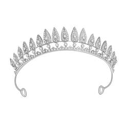 HONMEET Brautkrone Brautdiamant Braut Tiara Aus Strass Prinzessin Tiara Strass Hochzeit Tiara Braut Stirnband Haarschmuck Aus Strass Brautkopfschmuck Für Die Hochzeit Die Krone Weiß Metall von HONMEET