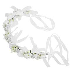 HONMEET Tiara für Kinder Blumenperlen-Stirnband für die Hochzeit Stirnband für Mädchen Kinder Haarband für besondere Anlässe Kinder Haarband mit Schleife Hochzeitshaarschmuck für Mädchen von HONMEET