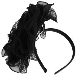 HONMEET festival kopfbedeckung crown Brauthaarschmuck für die Hochzeit Fascinator-Hut für Frauen Blumenhut Großes Blumenstirnband aus Spitze Blumenstirnband für frauen Metall Black von HONMEET