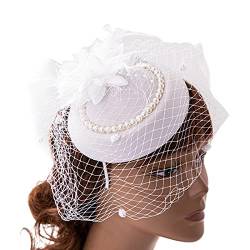 Tea Party Fascinator Frauen Fascinator Stirnband Schleier Feder Fascinator Pillbox Cocktail Schleier Mesh Tea Party Fascinator von HOOLRZI