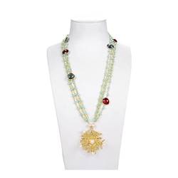 HOROJDTH Schmuck-Perlen-Gelb-Blumen-Anhänger-heiße Art- und Weisemehrschichtige Kristallaussage-Halsketten for Frauen erfüllen Halskette mit Anhänger von HOROJDTH