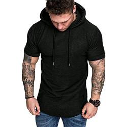 Short-Sleeved T-Shirt Men's Casual Plain T-Shirt Hoodie Cotton Valueweight Breathable T-Shirt Sportswear Muscle Shirts von HOTCAT