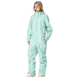 HOTIAN Damen Schneeanzug, Damen Einteiler Skioverall Wasserdicht Winddicht Winter Warme Einteiliger Skioverall,für Wandern Klettern Isoliertes Snowboarden Green-Women S von HOTIAN