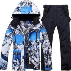 HOTIAN Herren Schneeanzug, Herren Ski Jacke und Hosen Set,Winter Warme Schnee Skifahren Sätze,für Wandern Klettern Isoliertes Snowboarden blue+black S von HOTIAN