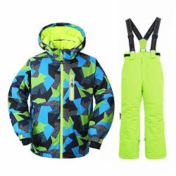 HOTIAN Kinder Skianzug, Jungen Kinder Schneeanzug,Kinder Winteroverall Wasserdichter Skianzug Jungen,Outdoor Warm Skifahren Bekleidung Skijacke and Skihose FY+GE-10 von HOTIAN