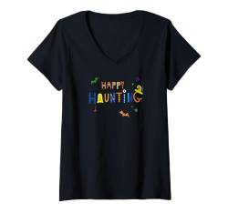 Damen Happy Haunting T-Shirt mit V-Ausschnitt von HOUSE OF TURNOWSKY APPAREL