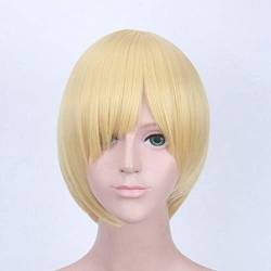 Uearlid Wig Anime Cosplay Anime Yuri!!! On Ice Cosplay-Perücke for Männer und Jungen, Katsuki Yuuri, Kunsthaar, schwarz, kurz, geglättet, Cosplay-Perücken + Perückenkappe (Color : Yuri Plisetsky) von HOWGARI