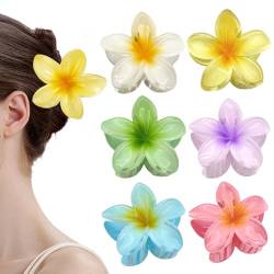 HSAJS 6 Stück Blumen Haarspangen Hawaii Rutschfeste Haar Jaw Clips Niedliche Gelée Farbe Haarklammern Starker Halt Styling-Accessoires Blumen Klammer für Frauen Mädchen Geschenke von HSAJS