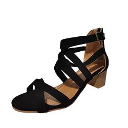 HSD Hohl für Frauen gelegentliche Sandalen Fersen Schuhe Fashion-Zehen High Women Frauen-Sandalen Damenschuhe Boots (Black, 40) von HSD