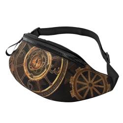 HSJFS Runner Bull Skull Printed Sports Crossbody Waist Bag Casual Chest Bag, Gears Clock Bronze Century, Einheitsgröße von HSJFS