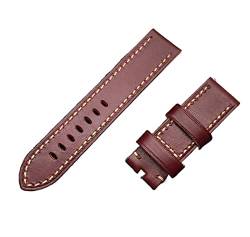 HSPTR 22mm 24mm 26mm dickes Vintage Echtes echtes Rindsleder Armband Handgemacht Herren Für Panerai Riemen Mann Schnalle(Wine red strap,26mm silver buckle) von HSPTR