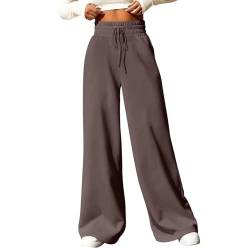 HSUAYEUD Baggy Jogginghose Damen,Jogginghose Damen Baumwolle Freizeithose Yogahose Weites Bein Aktive Freizeit Kordelzug Lose Lounge Pants Breites Bein Hausehose Sporthose mit Taschen von HSUAYEUD