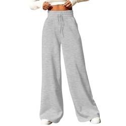 HSUAYEUD Hosen Damen Baggy,Jogginghose Damen Yogahose Weites Bein Freizeithose Trainingshose Sporthose Aktive Freizeit Gerades Bein Kordelzug Lose Lounge Pants mit Taschen von HSUAYEUD