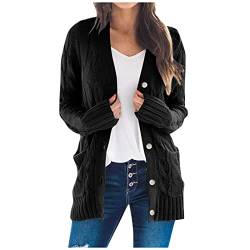 HSUAYEUD JäCkchen Damen,Frauen Langarm Open Front Cardigans, Button Down V Neck Leichte Outwear Pullover mit Taschen von HSUAYEUD