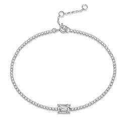 HSYHKDSY 1ct Smaragdschliff Moissanit Armband für Damen und Herren, 5 x 7 mm, Schmuck S925 Silber von HSYHKDSY