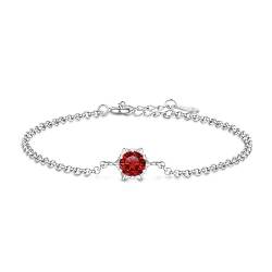 HSYHKDSY Silber S925 1 Karat Edelsteinarmband für Frauen, Diamantschmuck (Granat b) von HSYHKDSY