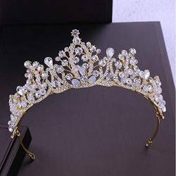 Haarschmuck Krone Diademe für Frauen Handgefertigte Strassperlen Braut Tiara Krone Silber Farbe Kristall Diadem Schleier Diademe Hochzeit Haarschmuck Kopfbedeckungen von HSYHKDSY