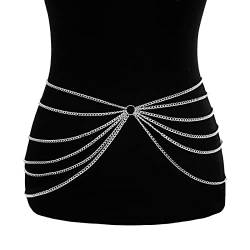 Körperketten Körperkette Punk Quaste Mehrschichtiger Schmuck für Frauen Bikini Gothic Halskette Taillenkette Mode Hip Hop Metall Halsband (1 b) von HSYHKDSY