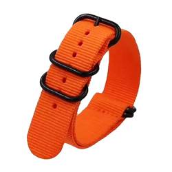 HTFKFW Uhrenarmband, 18/20/22/24mm Männer Ersatz Schwarz Ring Schnalle NATO Military Nylon Leinwand Armband Armband zubehör (Color : Orange_20mm) von HTFKFW