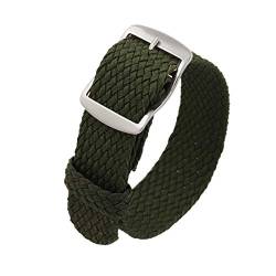 Uhrenarmband, 18 mm/20 mm/22 mm Ersatz-Armbanduhrarmband aus Nylon for Herren im Vintage-Stil mit schwarz/silberner gebürsteter Schnalle (Color : Dark Green S_20mm) von HTFKFW