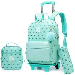 HTgroce Schulranzen Mit Rollen Kinder Trolley Rucksack Schulrucksack Rolling Bag Reisegepäck von HTgroce