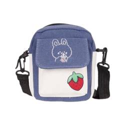 Kleine Damen-Umhängetasche, einfache Tasche, Cartoon-Druck, Crossbody-Tasche, Segeltuch, Handy-Tasche zum Einkaufen von HUAJINGKEJI