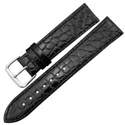 HUFFA Uhrenzubehör Uhrenarmband aus echtem Leder mit Krokodilledermuster, weiche Uhrenarmbänder, 12 mm bis 20 mm, schwarze Armbänder(Black,14mm) von HUFFA