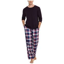 Pyjama, Herren, Winter, warm, Pyjama, Herren, Langarm, Set aus zwei Schlafanzügen für Herren, Pyjama, aus Baumwolle, Nachtwäsche, langärmlig, M-3XL, violett, L von HUGO BOSS