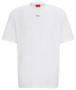 HUGO Herren Dapolino Relaxed-Fit T-Shirt aus Baumwolle mit Logo-Print Weiß M von HUGO