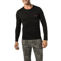 HUGO Herren Longsleeve schwarz Baumwolle unifarben von HUGO