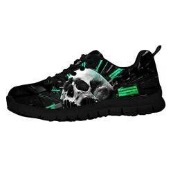 HUGS IDEA Gothic Skull Clock Klassische Turnschuhe, Modische Punk Skull Dead Bone Sneakers, Laufschuhe, Alltagsschuhe EU 48 von HUGS IDEA