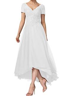 HUINI Damen Lang Ballkleid Elegant Abendkleid mit Ärmel A-Linie Chiffon Festliche Maxikleid Weiß 54 von HUINI