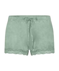 Hunkemöller Shorts aus Velours mit Spitze - Green Bay - XS von HUNKEMÖLLER