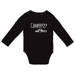 HUURAA Baby Body Camper mit Herz Unisex Langarm Strampler Größe 74 Black mit Motiv für die tollsten Menschen Geschenk Idee zur Baby Party für Neugeborene und Kleinkinder von HUURAA