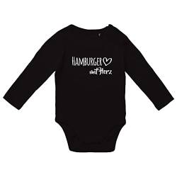 HUURAA Baby Body Hamburger mit Herz Unisex Langarm Strampler Größe 62 Black mit Motiv für die tollsten Menschen Geschenk Idee zur Baby Party für Neugeborene und Kleinkinder von HUURAA