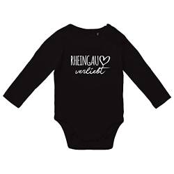 HUURAA Baby Body Rheingau verliebt Unisex Langarm Strampler Größe 62 Black mit Namen deiner lieblings Region Geschenk Idee zur Baby Party für Neugeborene und Kleinkinder von HUURAA