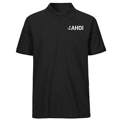 HUURAA Herren Polo Shirt AHOI Anker Seemannsgruß Bio Baumwolle Fairtrade Oberteil Größe XL mit Motiv für Matrosen Geschenk Idee für Freunde und Familie von HUURAA