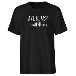 HUURAA Herren T-Shirt Azubi mit Herz Bio Baumwolle Fairtrade Oberteil Größe L Black mit Motiv für die tollsten Menschen Geschenk Idee für Freunde und Familie von HUURAA