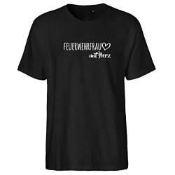 HUURAA Herren T-Shirt Feuerwehrfrau mit Herz Bio Baumwolle Fairtrade Oberteil Größe XL Black mit Motiv für die tollsten Menschen Geschenk Idee für Freunde und Familie von HUURAA