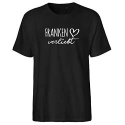 HUURAA Herren T-Shirt Franken verliebt Bio Baumwolle Fairtrade Oberteil Größe XXL Black mit Namen deiner lieblings Region Geschenk Idee für Freunde und Familie von HUURAA