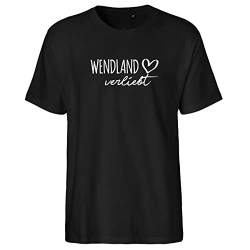 HUURAA Herren T-Shirt Wendland verliebt Bio Baumwolle Fairtrade Oberteil Größe XL Black mit Namen deiner lieblings Region Geschenk Idee für Freunde und Familie von HUURAA