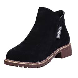 Damen Kurz Retro stiefeletten - Elegant und Bequem Gartenschuhe Block Chunky Thermostiefel Klassische Mode Elegant Halbstiefel Breite Füße Warme Thermostiefel erhältlich für normale und breite Waden von HUyydza